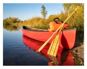 Preparing to canoe in the lake