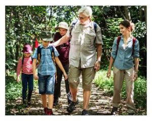 A family hiking